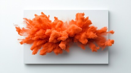 Poster - Fiery Orange Liquid Explosion Captured in Striking Frozen Moment on Pristine White Canvas