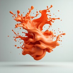 Poster - Captivating abstract composition featuring dynamically floating orange fluid forms with a sense of motion captured in a clean studio environment with a high definition