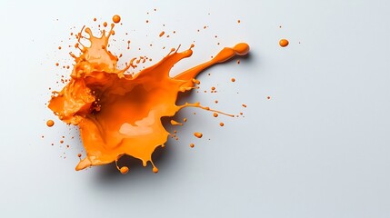 Poster - Powerful orange liquid eruption elegantly frozen in time on a pristine white backdrop