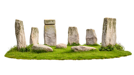 Ancient stone monument landscape isolated on white background