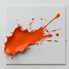 Poster - Dynamically captured vibrant orange lava like flow against a crisp white backdrop creating a striking chiaroscuro effect for a contemporary abstract piece with a modern minimalist aesthetic