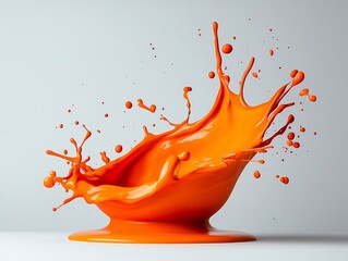 Poster - Dramatic and Kinetic Vibrant Orange Fluid Dynamics Captured in a Clean White Photography Studio with Experimental Abstract Surrealist Influences and Tactile Interplay of Colors and Movement