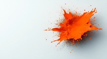 Poster - Dramatic and Captivating Abstract Artwork Showcasing a Powerful Orange Fluid Eruption on a Blank White Background Highlighting Bold Color Contrast and Mesmerizing Movement