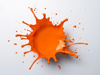 Poster - Captivating Orange Liquid Splash Immortalized on Crisp White Surface Creating Visually Stunning Abstract Image with Vibrant Hues