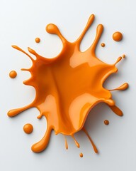 Poster - Dramatic and Visually Captivating Abstract Image Showcasing a Vibrant Orange Fluid Suspension Frozen in Time Against a Clean White Background