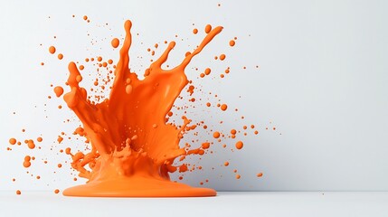 Poster - Dramatic Capture of Vibrant Orange Liquid Erupting with Dynamic Movement and Intensity Against a Clean