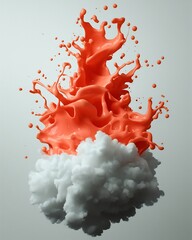 Poster - Captivating orange liquid sculptures defying gravity in a serene white space a hypnotic abstract display of motion and form digital with an impressionist influence set in a clean studio environment