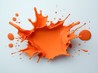 Poster - Captivating orange liquid explosion cascading dynamically across a pristine white backdrop creating a mesmerizing abstract composition with vibrant hues and captivating movement showcasing a soft