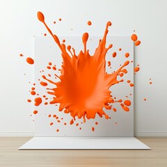 Poster - Vibrant Orange Liquid Eruption Dynamically Frozen in Time on a Clean White Backdrop Showcasing Powerful Movement and Rich Hues Conveying a Sense of Energy and Raw Visual Impact