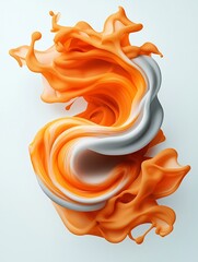 Poster - Vibrant orange liquid swirls elegantly suspended in a pristine white environment showcasing a captivating abstract study in motion expertly executed with specialized techniques