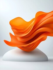 Poster - Vibrant orange liquid swirls elegantly suspended in a pristine white environment showcasing a captivating abstract study in motion with striking visual clarity and texture