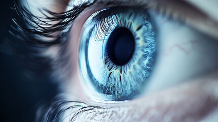 Poster - Machine vision and learning, AI artificial intelligence algorithm icon. AI data analysis, technology future innovation, machine learning science thin line vector pictogram with artificial eyeball