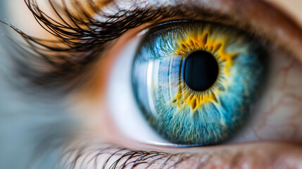 Poster - Machine vision and learning, AI artificial intelligence algorithm icon. AI data analysis, technology future innovation, machine learning science thin line vector pictogram with artificial eyeball