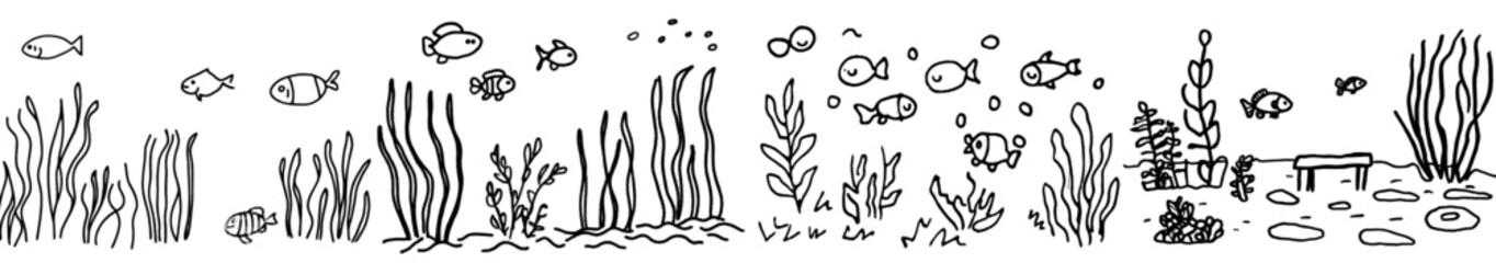 Poster - A fish tank featuring seaweed and rock stones is perfect for your coloring book