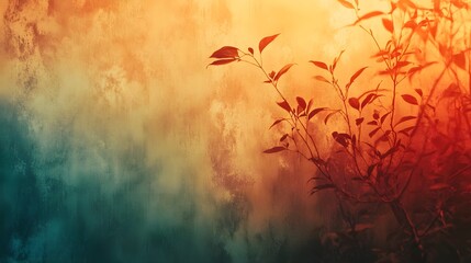 Poster - soft vintage inspired nature scenery with warm gradients blending cinematic textures and tones to cr