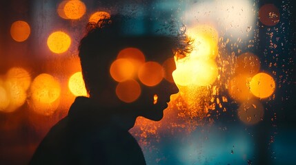 Poster - striking cinematic silhouette of a person s profile set against a backdrop of warm vibrant gradients