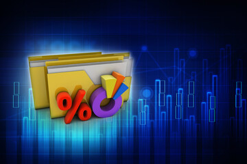 Poster - 3d rendering Stock market online business concept. business Graph with folder