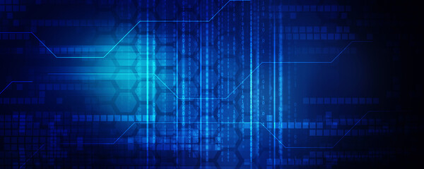 Poster - 2d illustration abstract futuristic electronic circuit technology background