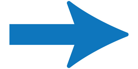 Wall Mural - blue long arrow pointing to the right. straight long arrow icon, right thin line, blue cursor, horiz