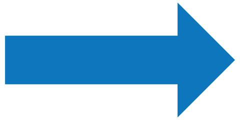 Wall Mural - blue long arrow pointing to the right. straight long arrow icon, right thin line, blue cursor, horiz