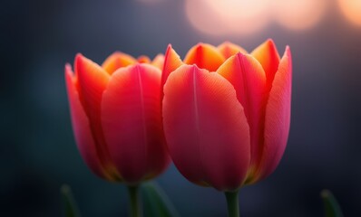 Canvas Print - Vibrant tulips in soft evening light