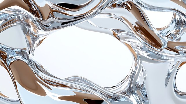 Abstract Silver and Brown Liquid Swirls  Modern Design Background