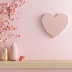 Poster - Soft pastel Valentine's Day square post social media template with empty copy space, light pink background, faintly visible rose petals and delicate heart outlines creating sweet, loving wedding