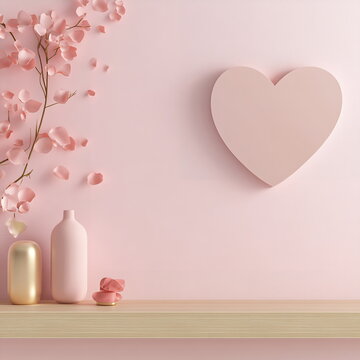 Soft pastel Valentine's Day square post social media template with empty copy space, light pink background, faintly visible rose petals and delicate heart outlines creating sweet, loving wedding