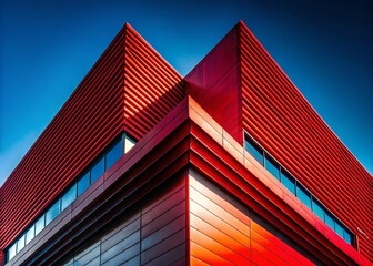 Poster - Red and Black Modern Architecture: Abstract Geometric Building Design Stock Photo
