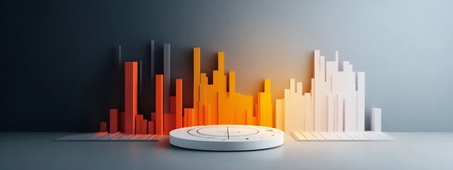 Poster - minimalist 3d rendered seismic frequency data visualization chart depicting abstract patterns and sh