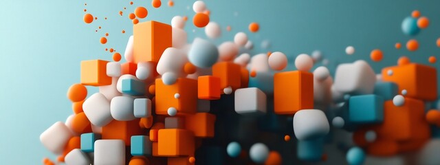 Poster - vibrant and dynamic 3d rendered digital artwork showcasing a captivating geometric abstract pattern 