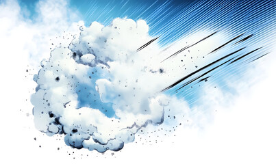 Wall Mural - Soccer football ball fly at high speed and breaks through the cloud. Vector on transparent background in comic style