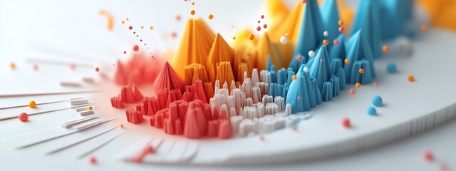 Fototapete - vibrant 3d rendered data visualization depicting the frequency distribution of academic publications