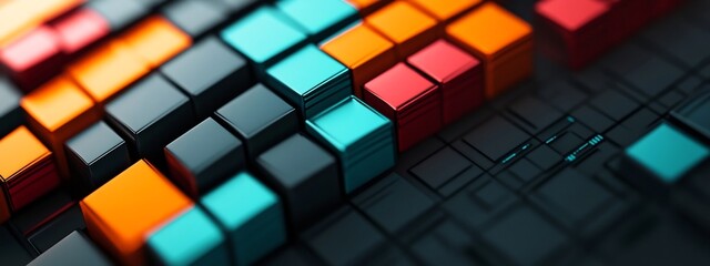 Poster - vibrant geometric abstraction representing the frequency of occurrence of different economic indicat