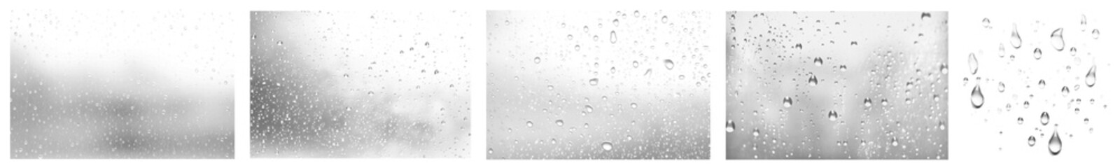 Wall Mural - PNG Photo of a rain drops effects isolated set, transparent background