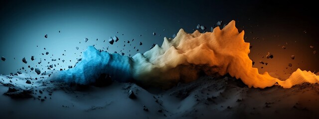Poster - Stunning 3D rendering of a vibrant colorful visualization of seismic waves propagating through the Earth s crust at different frequencies creating a dynamic