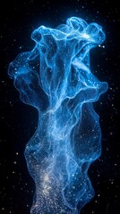 Poster - In the tranquil darkness of the ocean, bioluminescent plankton create a stunning display of vivid blue light, illuminating underwater currents and enchanting all who encounter this natural wonder