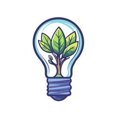 Fototapete - An illustration depicting a small green plant inside a lightbulb symbolizing green energy and sustainable ideas.