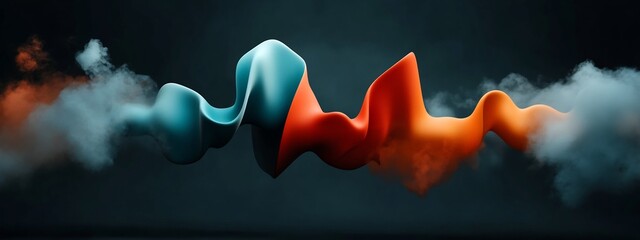 Poster - Dynamic Sonic abstract exploring the visual representation of sound waves vibrating at different frequencies creating a fluid energetic and conceptual digital art composition