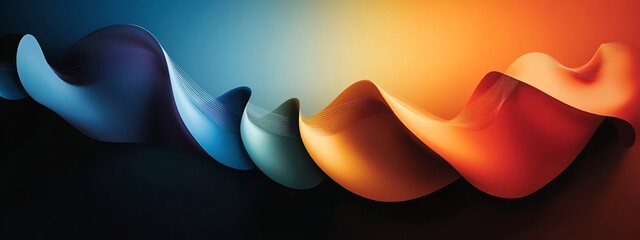 Poster - Vibrant Rhythmic Waves   Captivating Abstract Depicting the Visualization of Sound Frequencies and Musical through Fluid Dynamic Shapes and Gradients