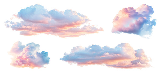 Wall Mural - png pastel cloud, element set on transparent background