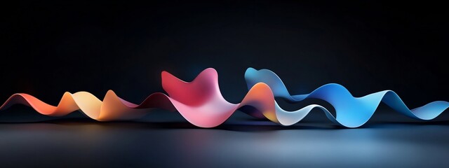 Poster - Captivating 3D rendered animation depicting the dynamic behavior of a wave packet as it undergoes diffraction spreading into a beautiful array of frequencies and colors