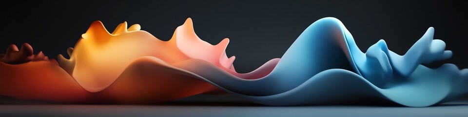 Poster - Visually captivating 3D animation depicting a wave packet undergoing refraction with the frequencies and curves dynamically shifting and changing direction to create a mesmerizing ethereal effect