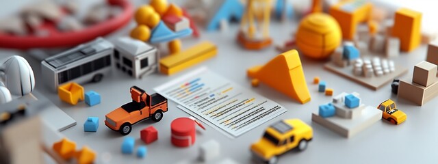 Poster - Detailed 3D rendered infographic displaying comparative data and statistics on the frequencies of different types of accidents that can occur in a recreational or leisure setting