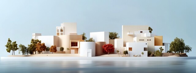 Poster - a 3d rendered representation of the frequency and arrangement of different architectural elements in