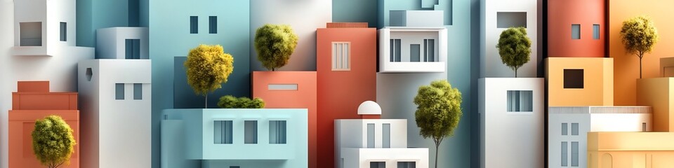 Poster - depicting a stylized representation of the varied architectural forms and structures commonly found 