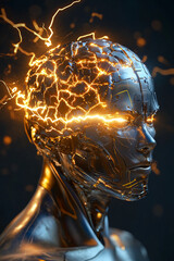 Poster - Robot with glowing neural connections expressing intelligence