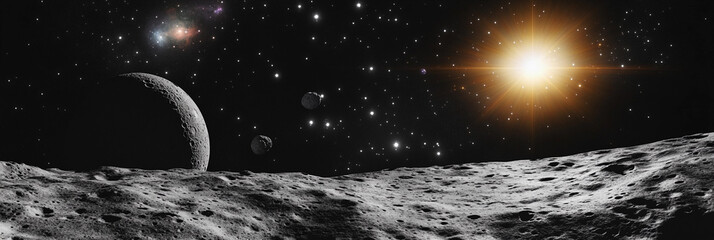 Aufkleber - Celestial view from a lunar landscape during twilight