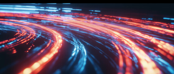 Poster - Magic light trails create a mystical visual effect against a dark background