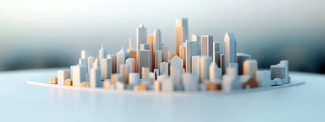 Poster - 3d rendering of a modern cityscape featuring a diverse array of architectural styles including high 